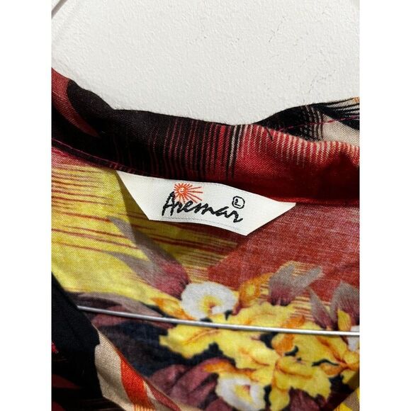 Aremar Hawaiian Shirt Mens Large Dominicana Republic Sunset Palm Trees Vintage - Picture 2 of 6